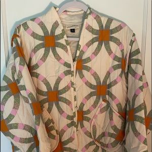 Colorful Cream Patchwork Quilted Jacket Coat